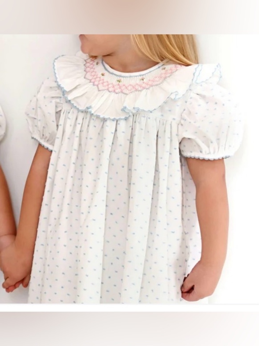 Cecil & Lou Blue Swiss Dot Smocked Dress